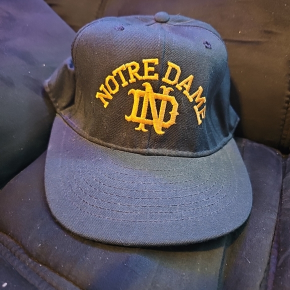 VTG Notre Dame Hat Pro Line Baseball Cap Size 6 7/8 Wool USA Pro Model Fitted - Picture 1 of 7